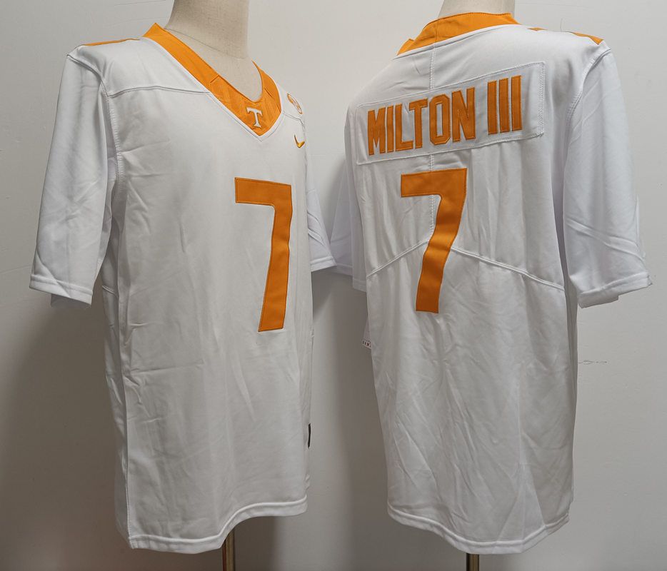 Men Tennessee Volunteers #7 Milton iii White Nike 2025 NCAA Jersey